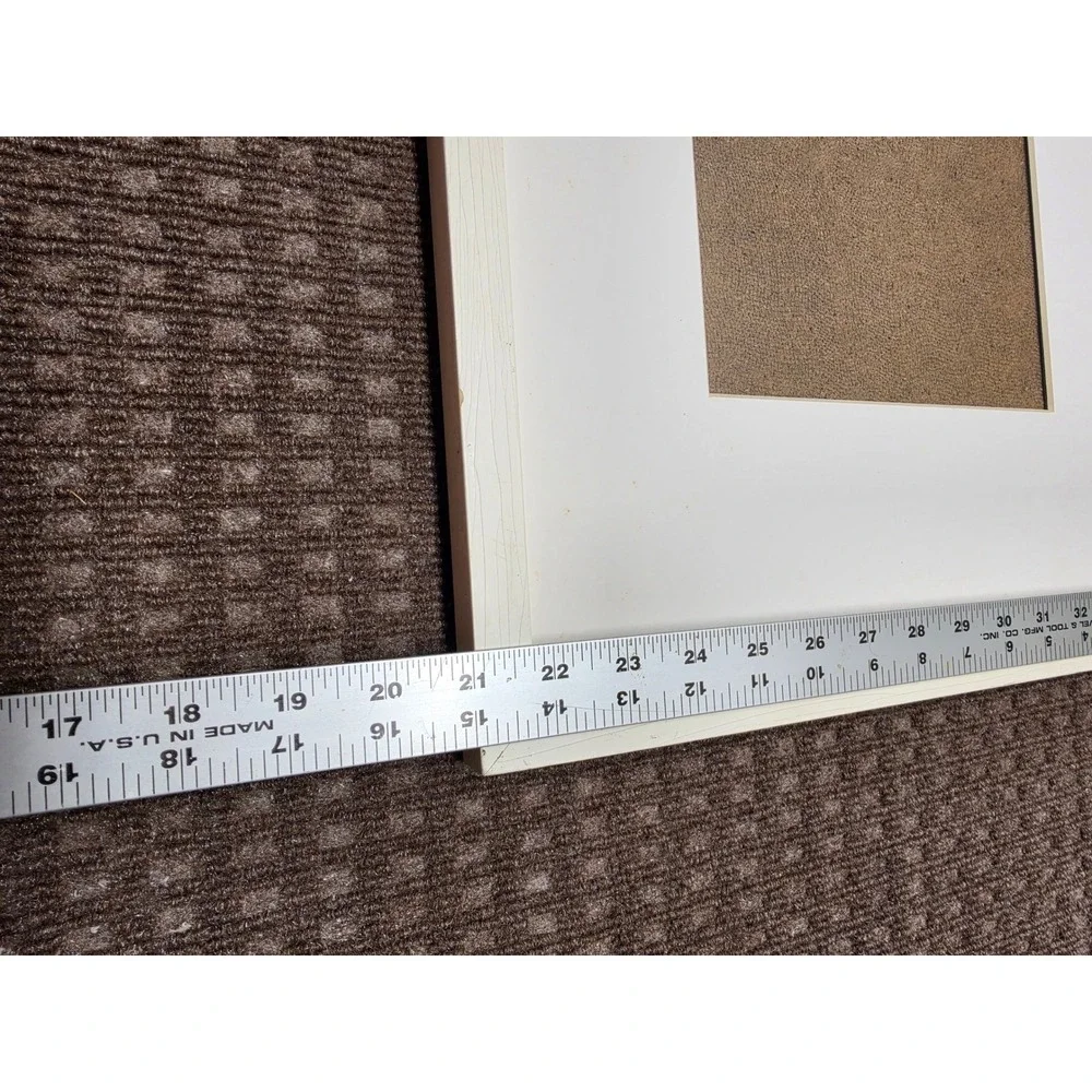 White Wood Grain Picture Frame with White Mat 17.5 x 21.5 Wall Decor